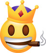 King Wearing Crown Smoking A Cigar Emoticon Icon