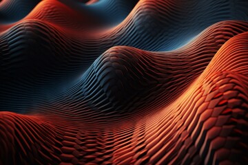 Wall Mural - An abstract image of a hypnotic 3D waveform oscillating in a rhythmic pattern
