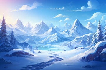 Wall Mural - Snowy landscape with space for your winter adventure caption.