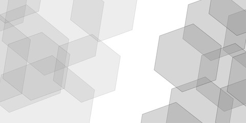 Abstract trendy technology of gradient white and gray hexagonal element pattern artwork design background. Surface polygon pattern with glowing hexagon paper texture and futuristic business. 