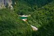 Beautiful valley of Tara river and Montenegro mountains. Tara riverbed.