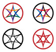 © HaqueMukul - Six pointed star in a circle frame with interlaced curved arcs triangles.