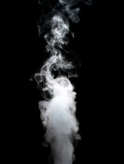 Sticker - White puffs of smoke on a black background float mixing in bizarre chaotic patterns of thin threads