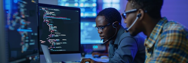 Skilled developers crafting innovative code for cutting-edge application development.