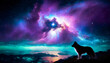 dog watching a nebula afterlife concept
