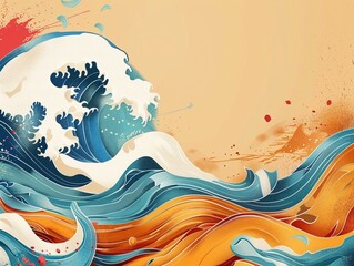 Wall Mural - Asian waves and tropical waves and AAPI colors