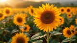 Fototapeta Do pokoju - field of yellow sunflower flowers. summer background