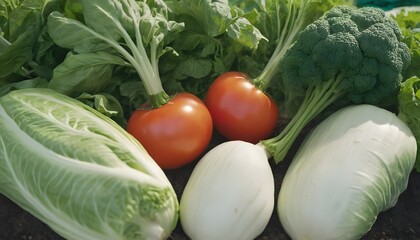 Poster - Vegetable in the garden  green color on an organic farm