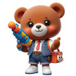 Cute bear holding a water gun songkran day 
