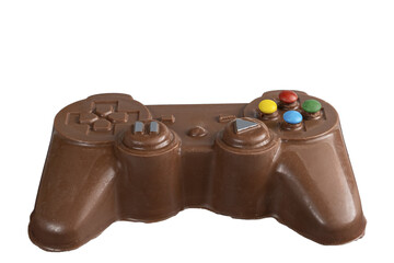 Wall Mural - Milk chocolate in the shape of a video game controller alongside small rabbits_1.