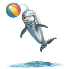 dolphin and ball transparent background png isolated on white background