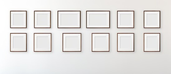 Poster - A wall adorned with numerous unfilled picture frames for displaying artwork or photographs