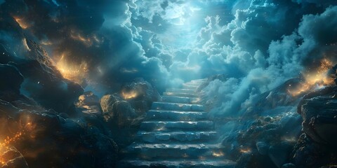 Ascending the Staircase to Heaven: A Symbol of Spirituality and Connection. Concept Symbolism, Spirituality, Connection, Staircase, Heaven