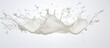 A dynamic milk splash frozen in motion against a clean and pure white background, creating a striking contrast