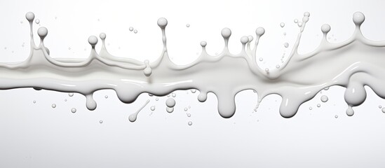 Poster - High-speed photograph of milk splashing on a clean, white background, creating a dynamic and artistic visual impact