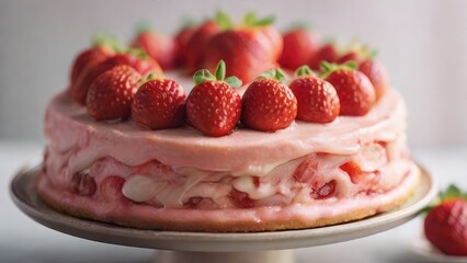 Wall Mural - cheesecake with strawberry