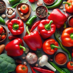 Wall Mural - Red Bell Peppers in a Vegan Diet