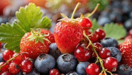 Wall Mural - Macro Shot of Wild Berries on Natural Background