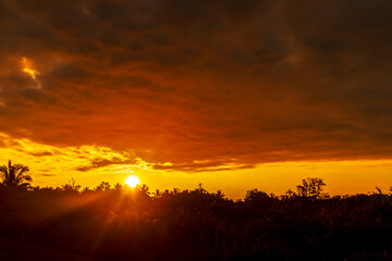 Wall Mural - Beautiful evening sky landscape with horizon