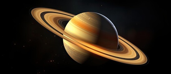 an astronomical view of the planet saturn in outer space, showcasing its iconic ring system and surr
