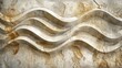 A textured stone wall showcases wavy waves and a decorative wavy pattern in cream, embodying abstraction-creation, futuristic organic elements, resin, and bold yet graceful design.