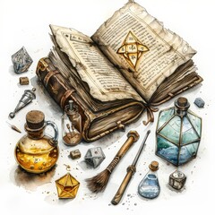 Wall Mural - Enchanted D20 Dice with Wizard's Arsenal