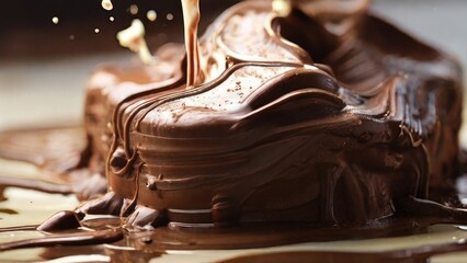 Canvas Print - close up of chocolate pudding