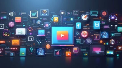 Fototapete - digital marketing illustration universe