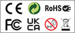 Sign of recycling or Industrial certificate standard safety logo CE, EAC, UKCA, RoHS. Environmental protection
