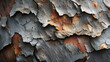 Macro details of eucalyptus bark textures, highlighting the intricate patterns and shapes in a monochromatic palette