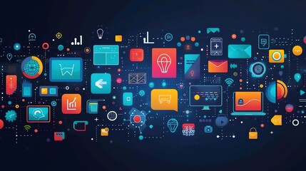 Poster - the world of digital marketing illustration