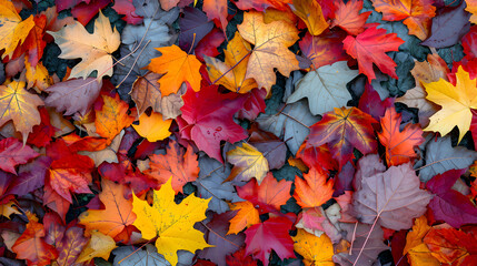 Wall Mural - the patterns and textures of autumn leaves on the ground, creating abstract compositions