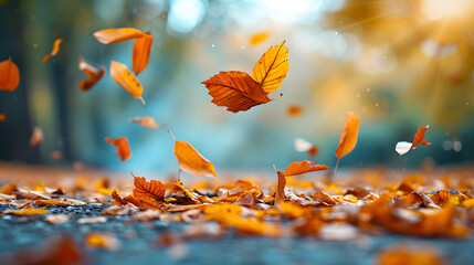 Wall Mural - the movement of falling leaves, creating kinetic and abstract compositions in the process