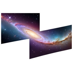 Wall Mural - Cosmic galaxy border with swirling stars and nebulae Transparent Background Images 