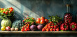 vegetables and fruits on table