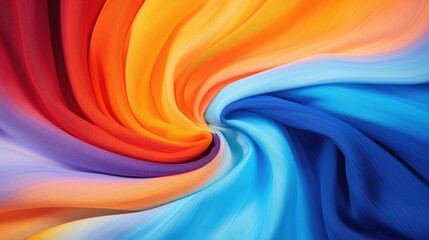 Wall Mural - Abstract colorful art design spiral swirl tie dye batic pattern textile fabric texture background in complementary colors blue orange