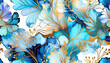 © anmitsu - Seamless abstract pale blue alcohol ink art texture background. spring image