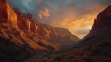 Fototapeta  - Sunset Over Rugged Canyon