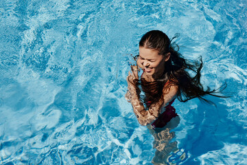 Wall Mural - Blue pool water girl fun lifestyle summer