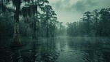 Fototapeta  - Misty Swamp at Twilight