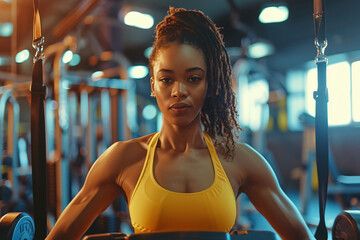 Wall Mural - woman in the gym, woman exercising in gym