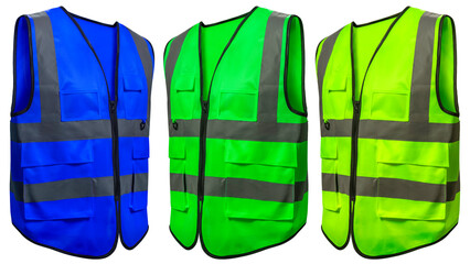 Wall Mural - Safety Vest Reflective shirt beware, guard, traffic shirt, safety shirt, rescue, police, security shirt isolated on white background With clipping path. 