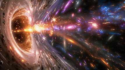 Wall Mural - Hypnotic Galaxy in Cosmos, Futuristic Space Travel through a Wormhole