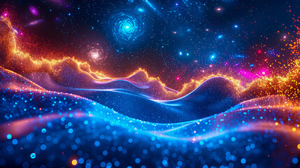 Wall Mural - Cosmic Journey through the Starry Night, Abstract Universe and Galaxy Illustration