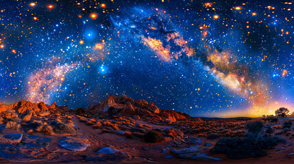 Astronomy Adventure, Night Sky with Galaxy and Stars, Cosmos Exploration