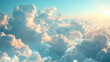 Cloudscape with sun and white clouds
