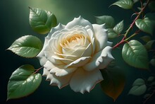 White Rose On A Green Background