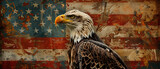 Fototapeta Do akwarium - Bald eagle, american flag with background, The of symbol 4 July Independence Day, american flag, memorial day, american democracy, usa patriotism, Ai generated image