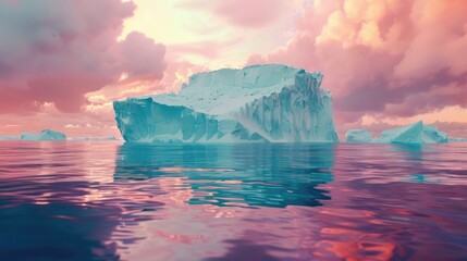 Poster - A large iceberg floating in the middle of the ocean. Perfect for nature and climate change concepts