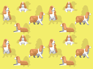 Wall Mural - Dog English Springer Spaniel Cartoon Red Coat Cute Seamless Wallpaper Background